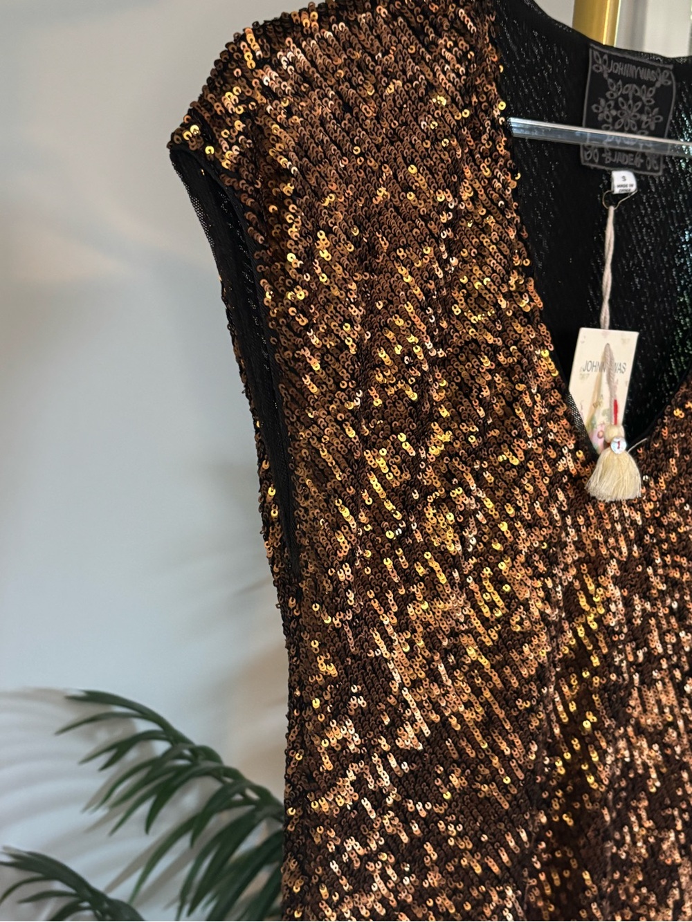 Johnny Was Bronze Sequin Maxi Dress - Picture 8 of 16